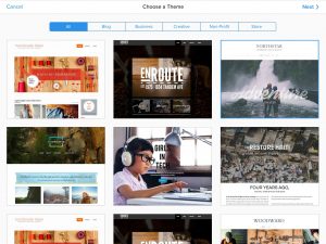 Theme selection in Weebly. Click to enlarge.